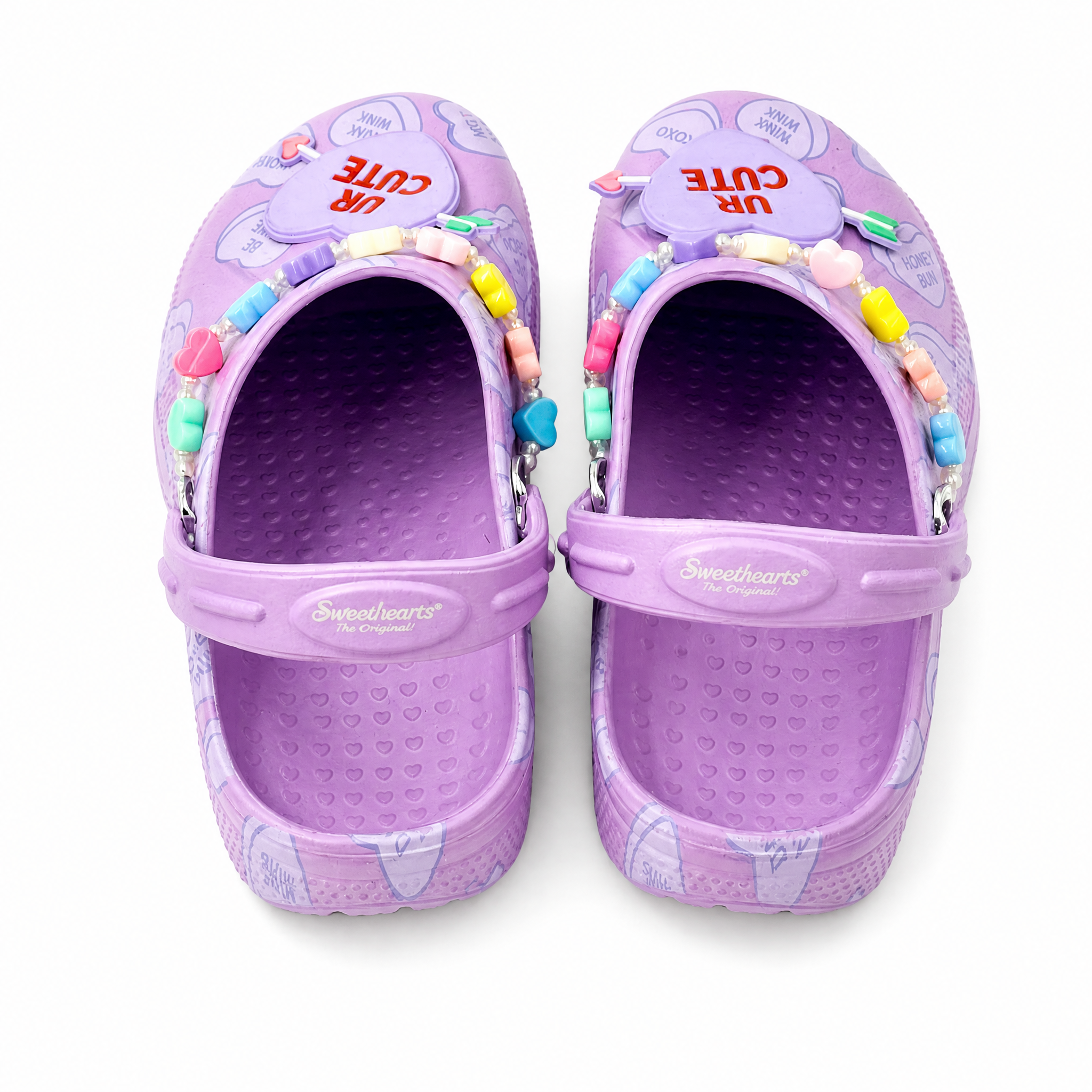Zuecos con forma de corazón UR CUTE para niños a granel con dijes | Fábrica De Zapatos De Jardín Púrpuras Para Niñas al por mayor