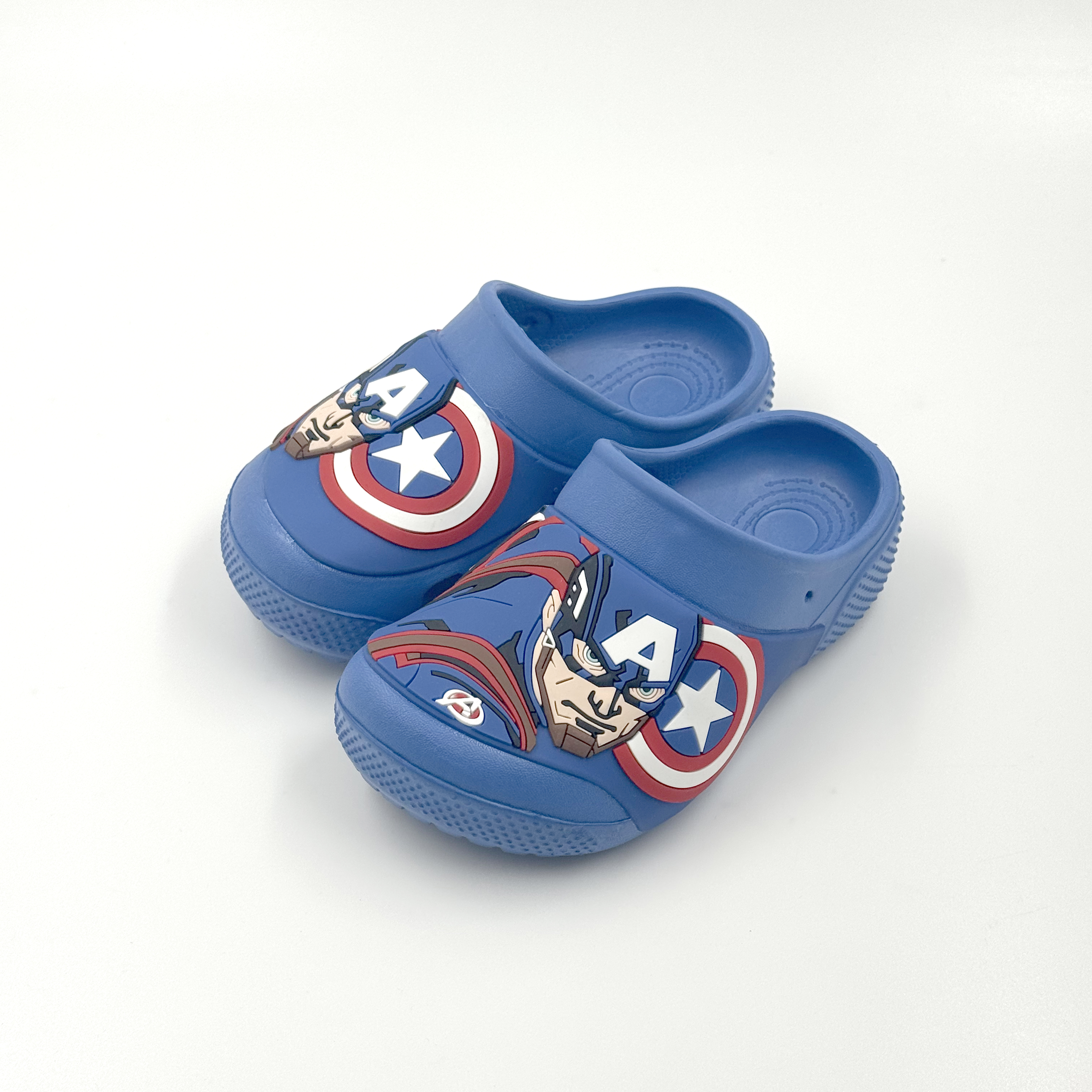 Zuecos de EVA azul Capitán América para niños a granel, zapatos de jardín de superhéroe