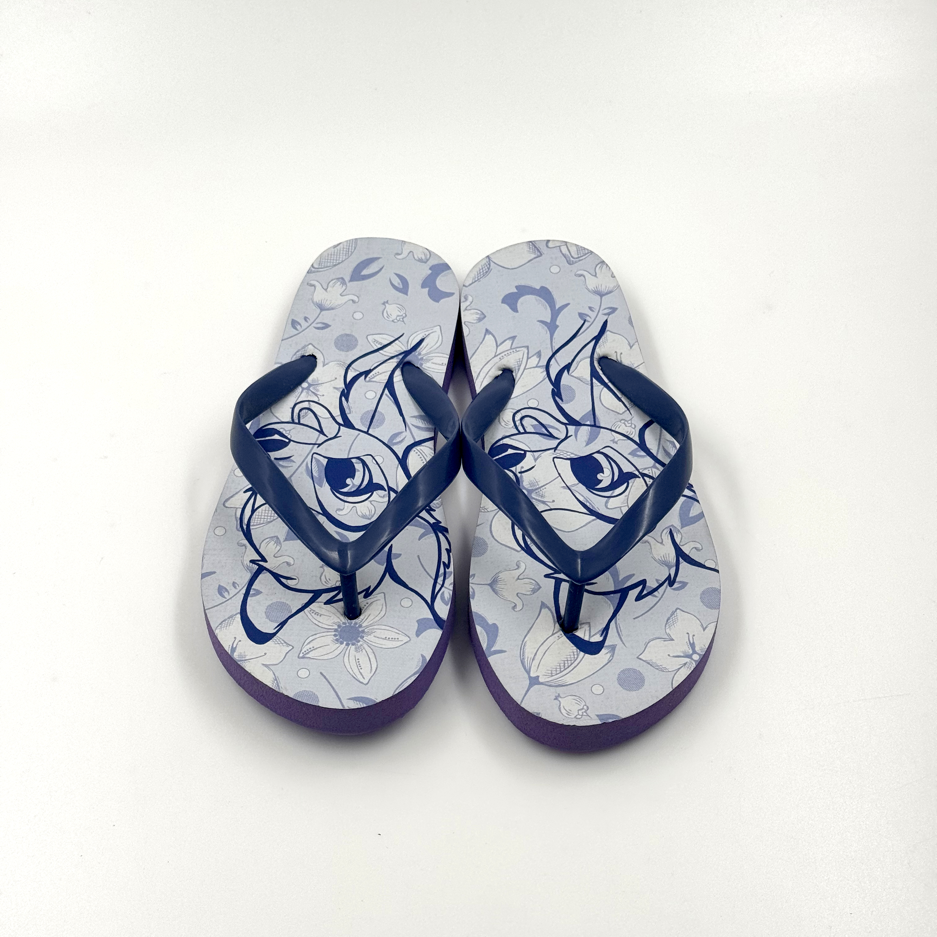 Chanclas para niños con estampado floral azul al por mayor con correas oscuras