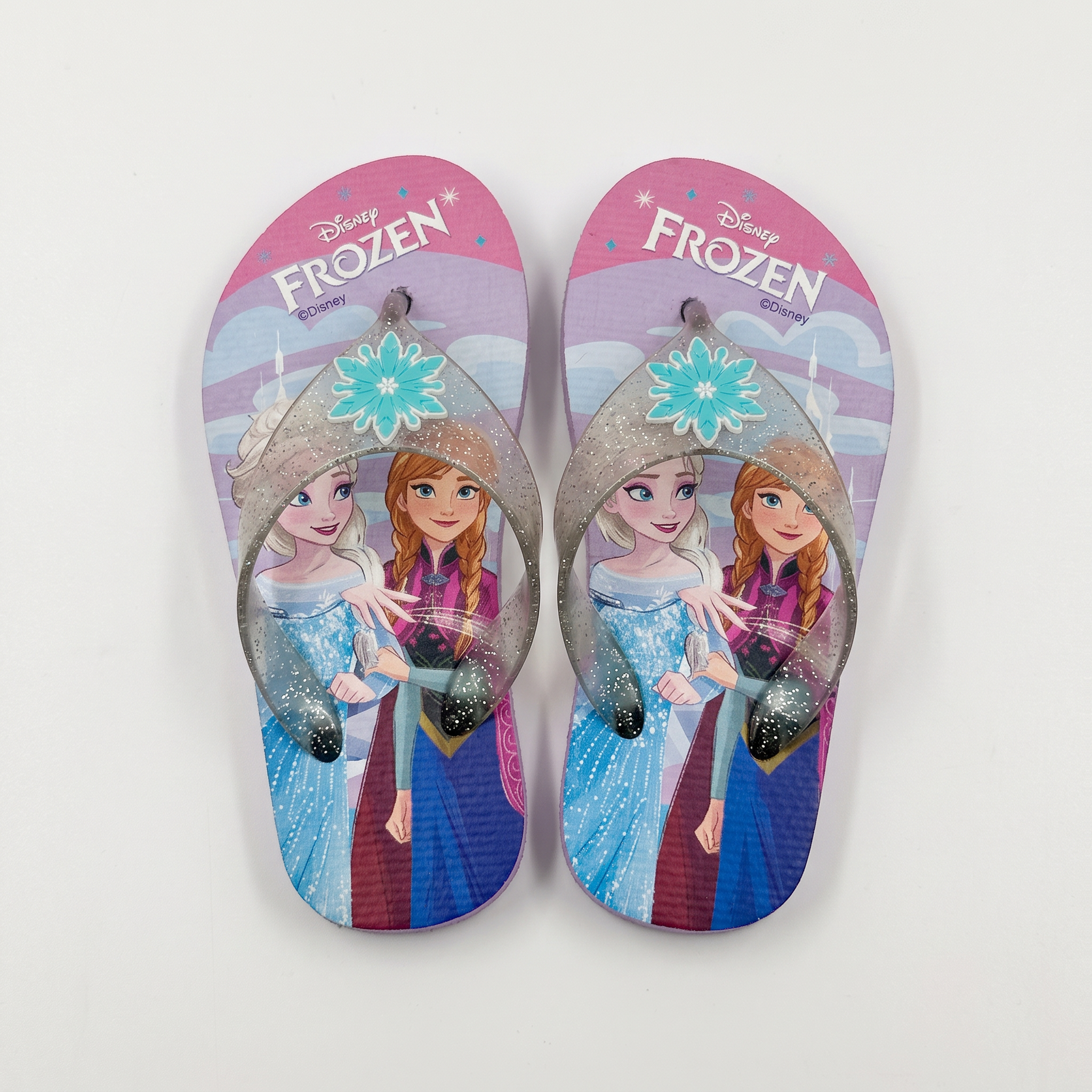 Proveedor al por mayor del copo de nieve del brillo de las chanclas de los niños congelados de Disney