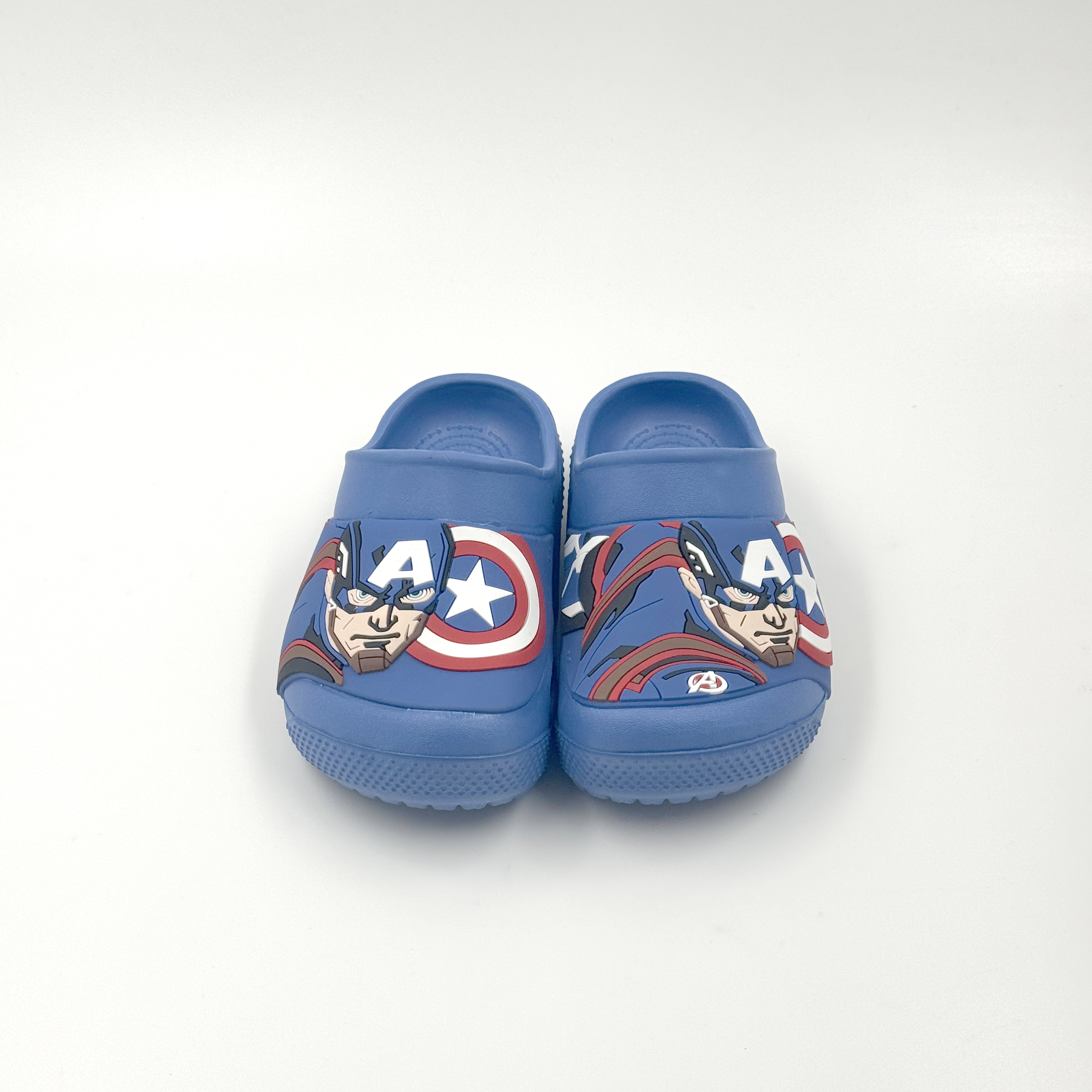 Zuecos de EVA azul Capitán América para niños a granel, zapatos de jardín de superhéroe