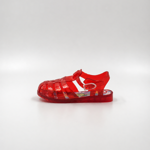 Venta al por mayor de zapatos de playa de PVC para niños, sandalias rojas de gelatina de adentro hacia afuera