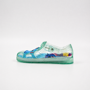 Zapatos al por mayor de la playa del PVC de las sandalias de la jalea de los niños del brillo de la puntada