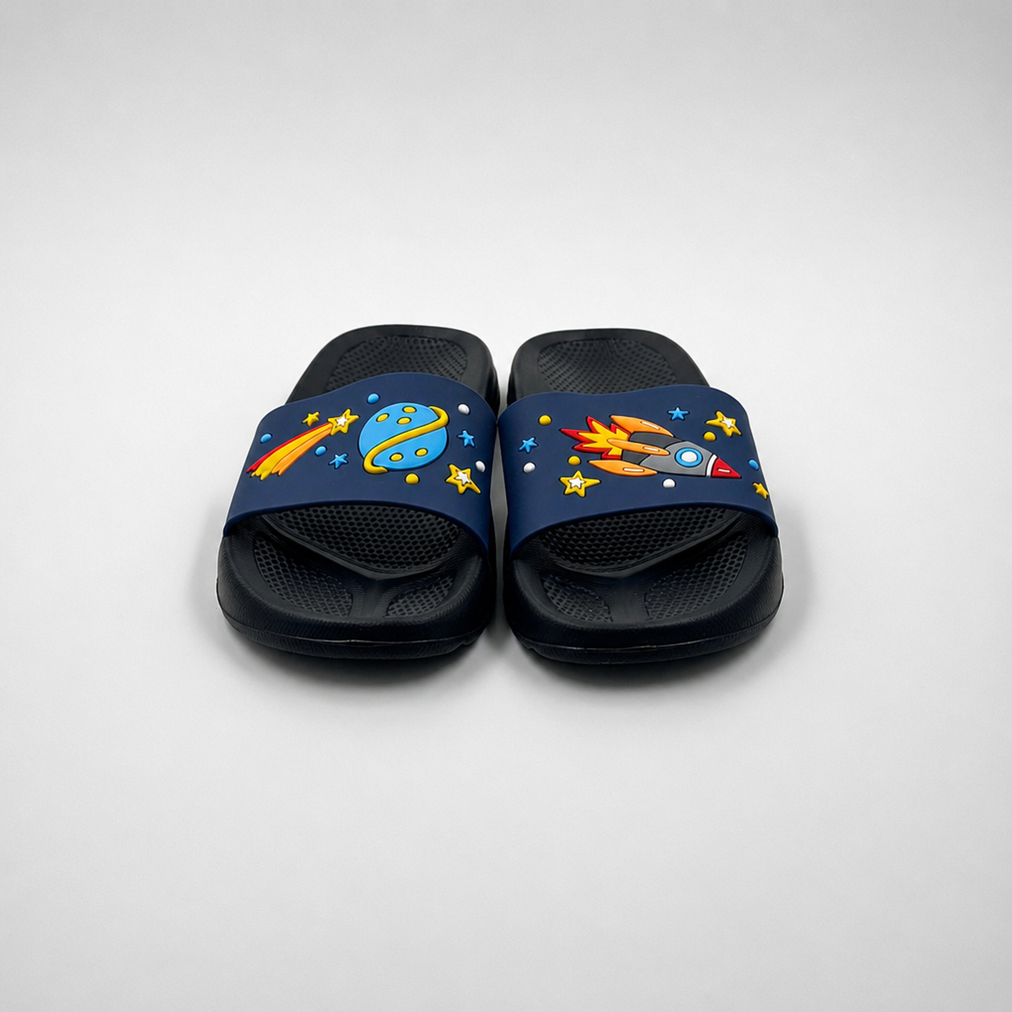 Sandalias de verano EVA azul marino con diseño de cohete espacial para niños de Bulk