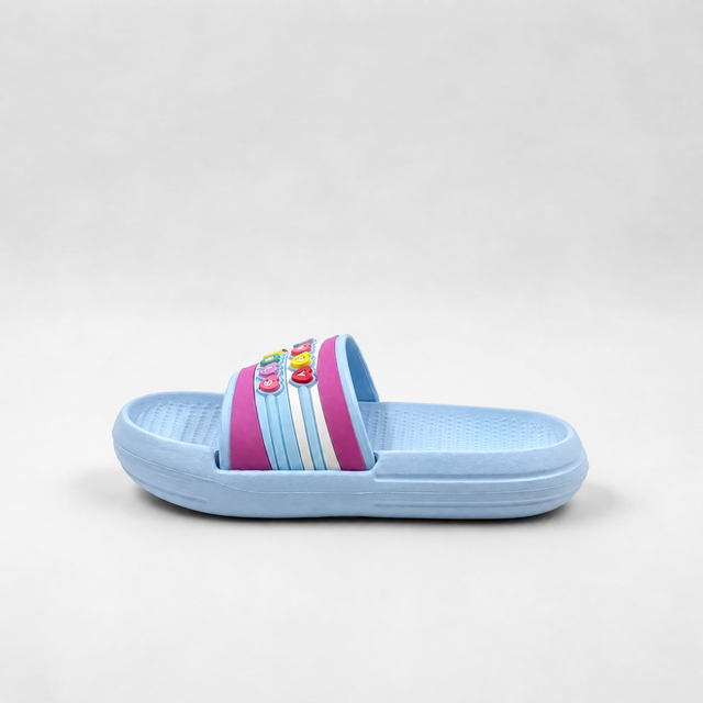Diapositivas azules para niñas al por mayor con coloridos dijes de corazón de Happy Girls