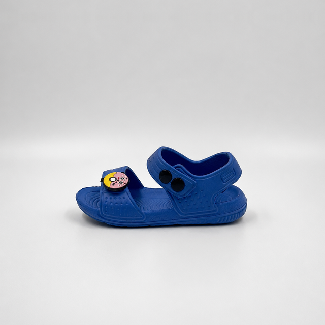Sandalias azules con punta abierta para niños de Bulk con dijes de dibujos animados y correa en el tobillo