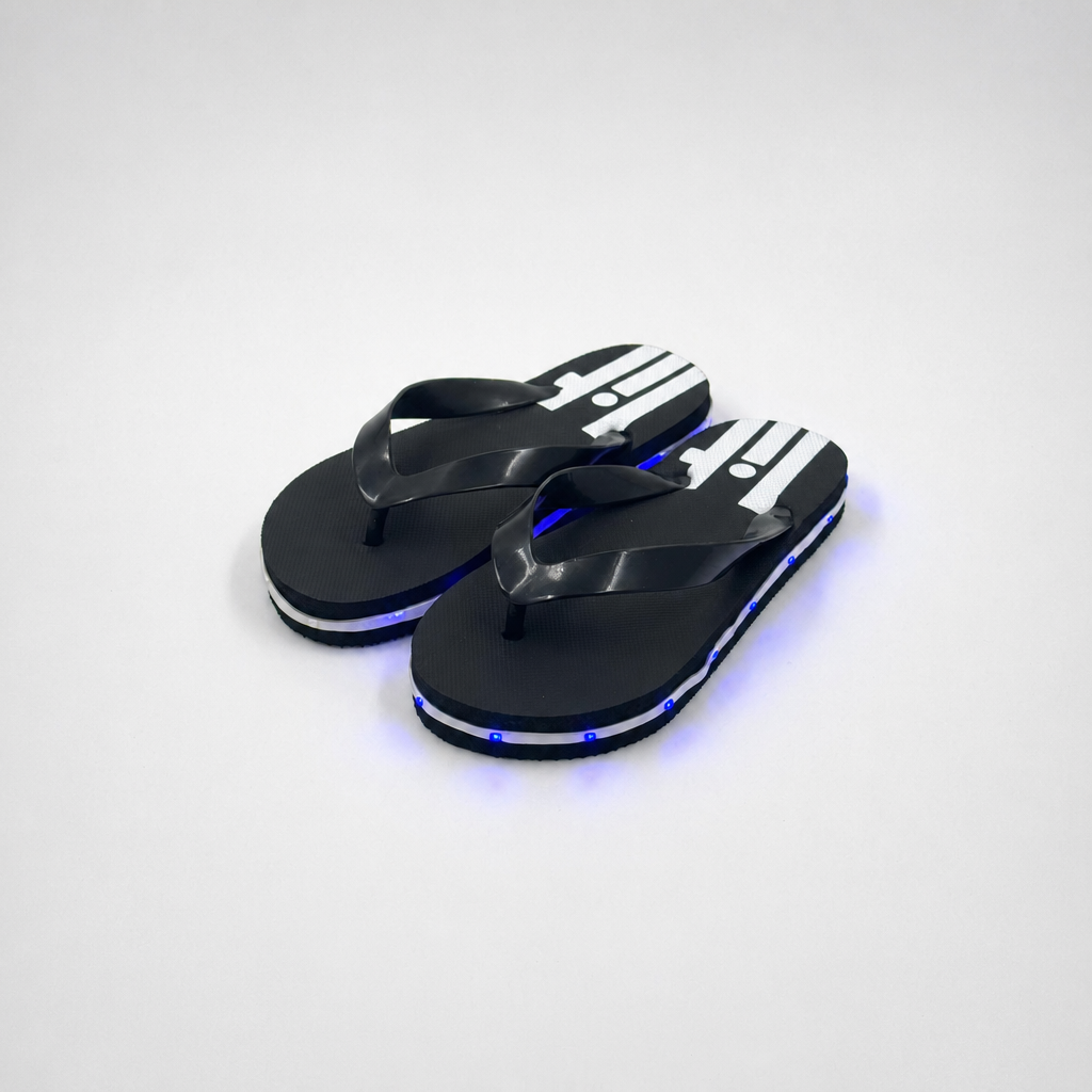 Chanclas para niños con luz LED a granel | Sandalias De Verano A Rayas Negras al por mayor