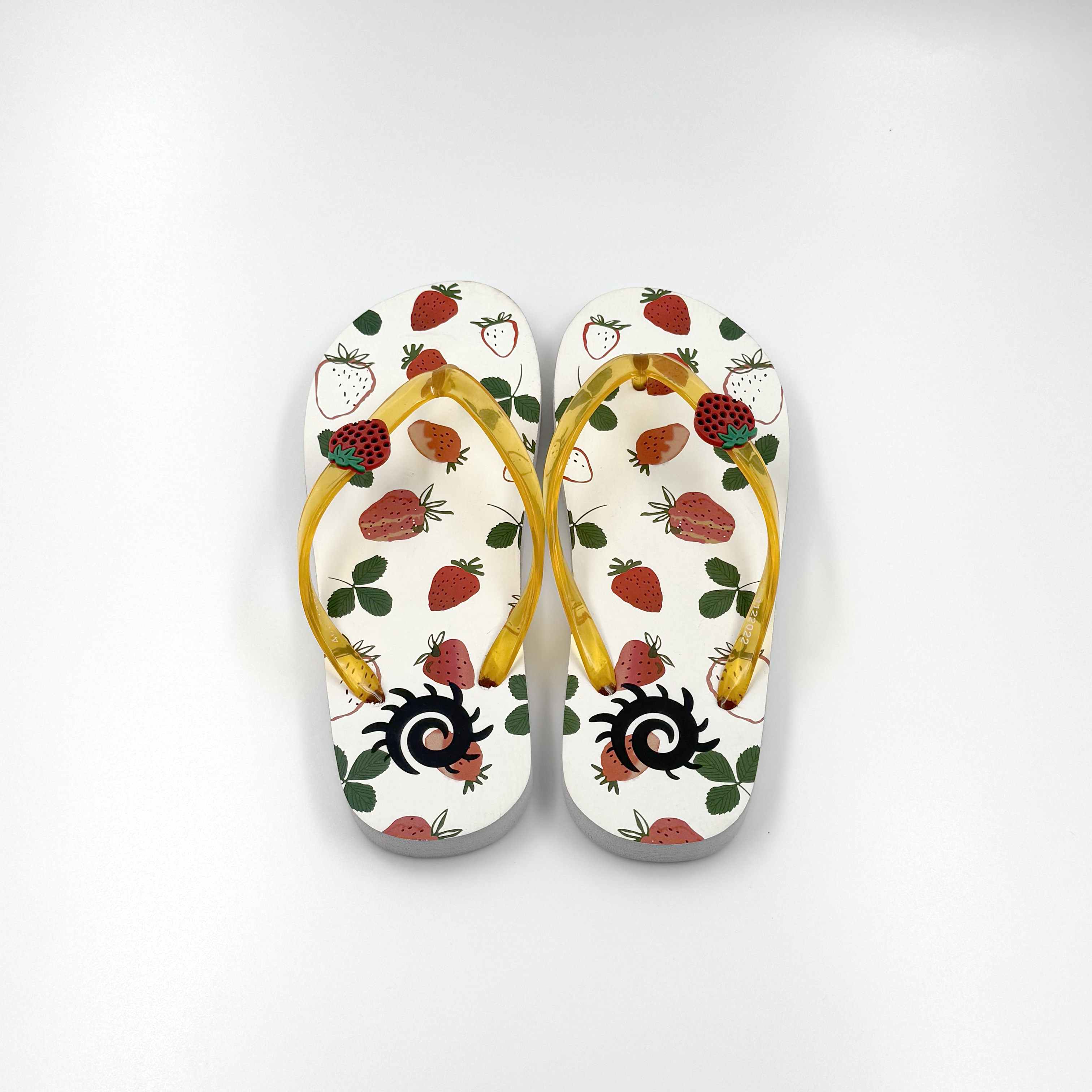 Niños Beach Anti Slip Flip Flop cómodos zapatos estampados de fresa 
