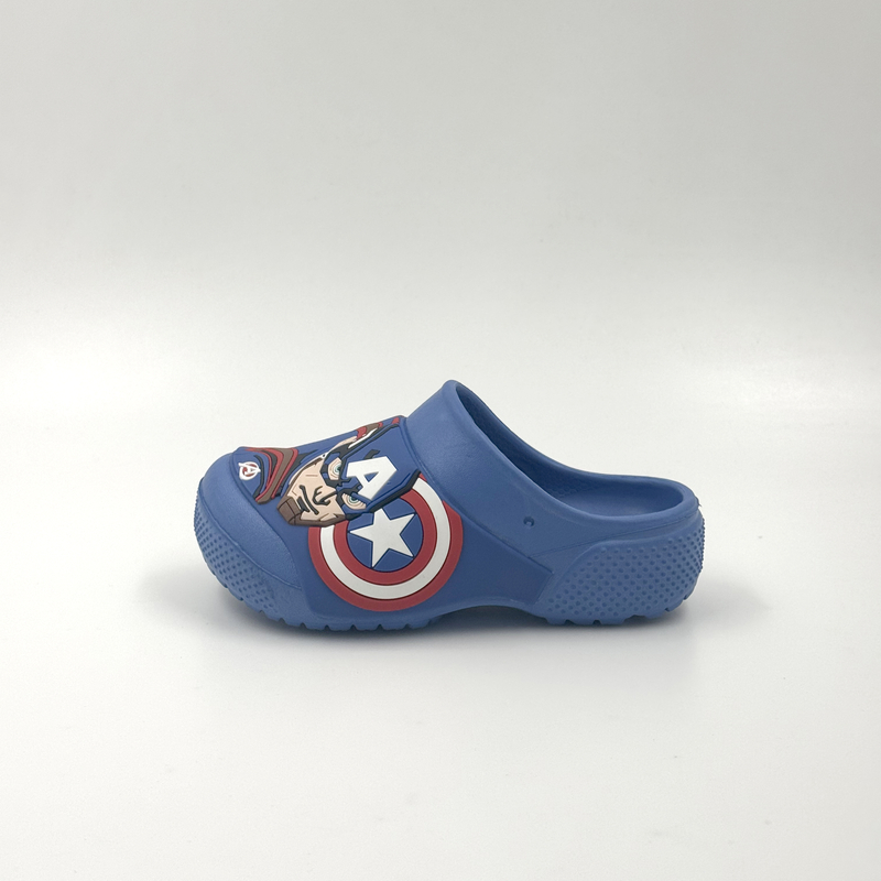 Zuecos de EVA azul Capitán América para niños a granel, zapatos de jardín de superhéroe