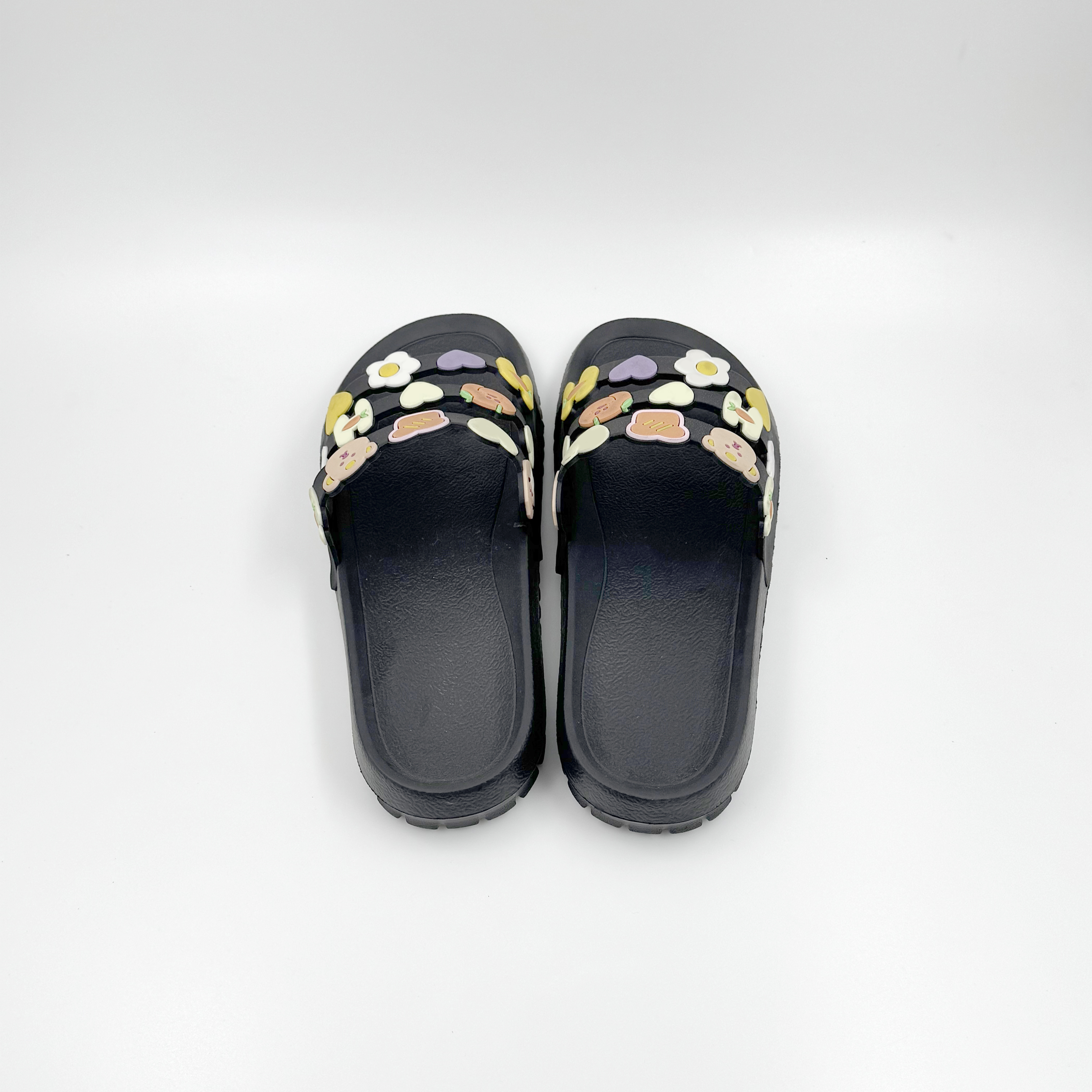 Mujeres zapatillas de flores Sandalias de dibujos animados negros Eva
