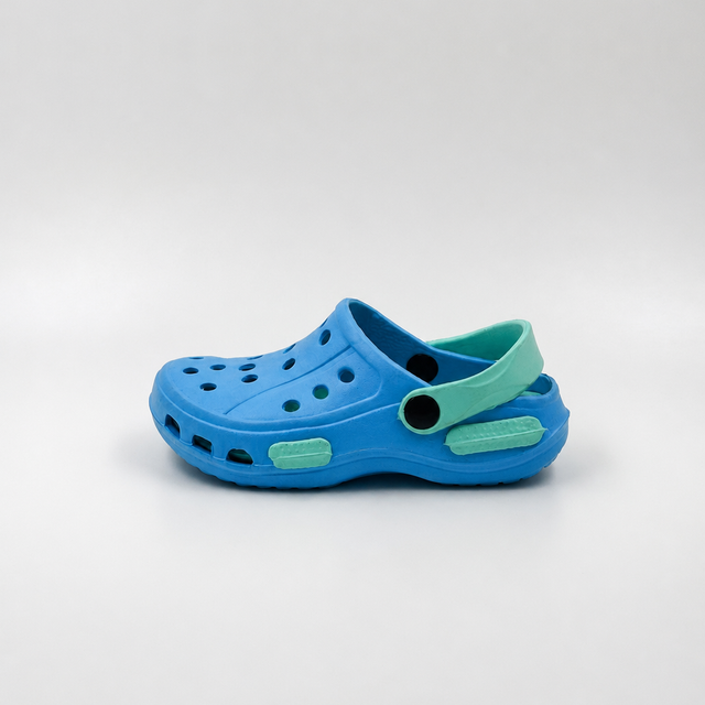 Zuecos de dos tonos para niños al por mayor Zapatos de jardín EVA azules y menta