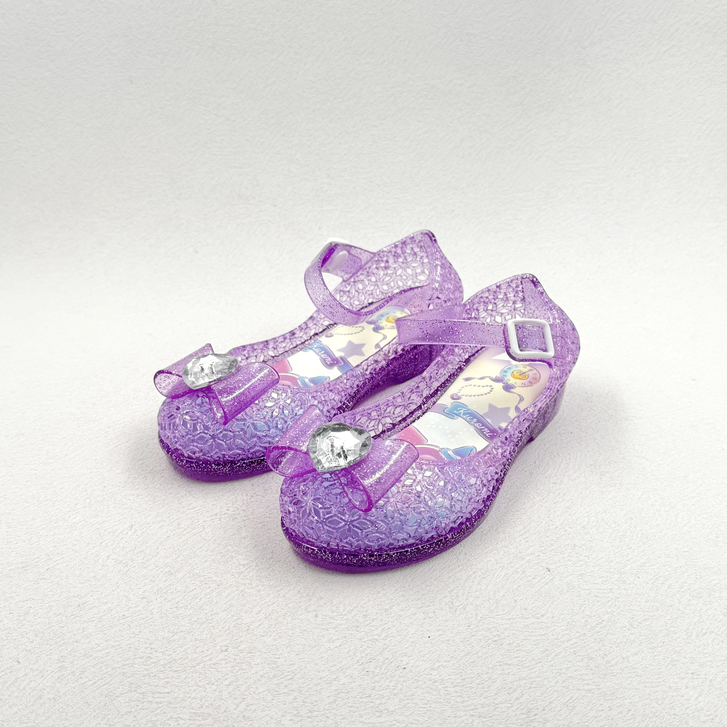 Sandalia de jalea Kuromi de marca caliente para niños con decoración de diamantes de imitación