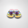 Chanclas rayadas del arco iris de los niños al por mayor con el encanto de la flor 3D