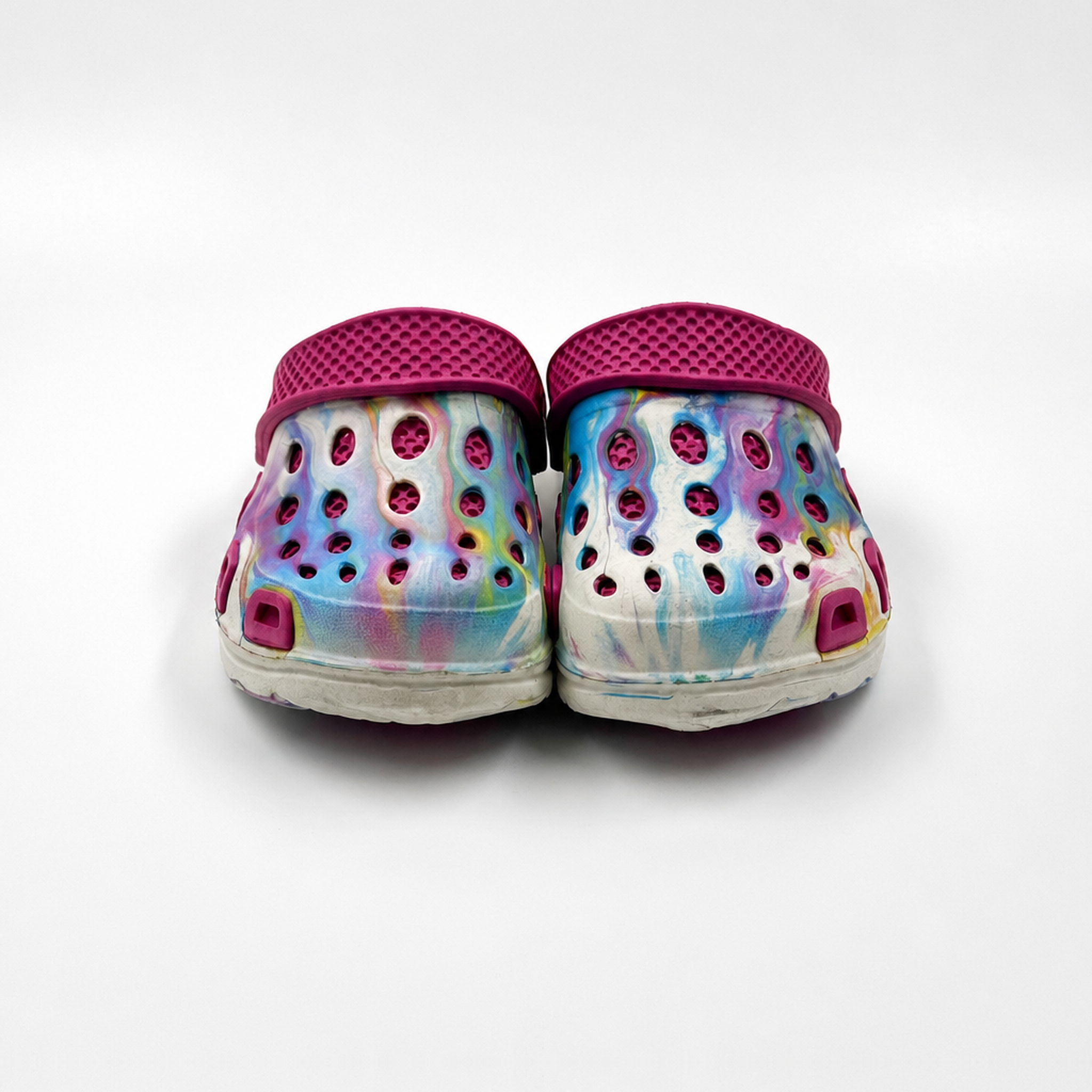 Zuecos coloridos al por mayor para niños Tie-Dye con correa rosa de EVA