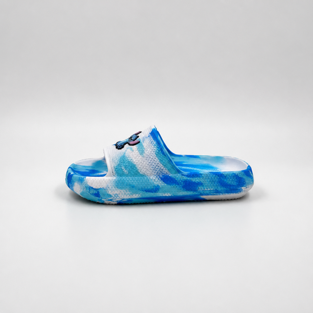 Proveedor de sandalias de verano EVA con puntada teñida anudada azul para niños a granel