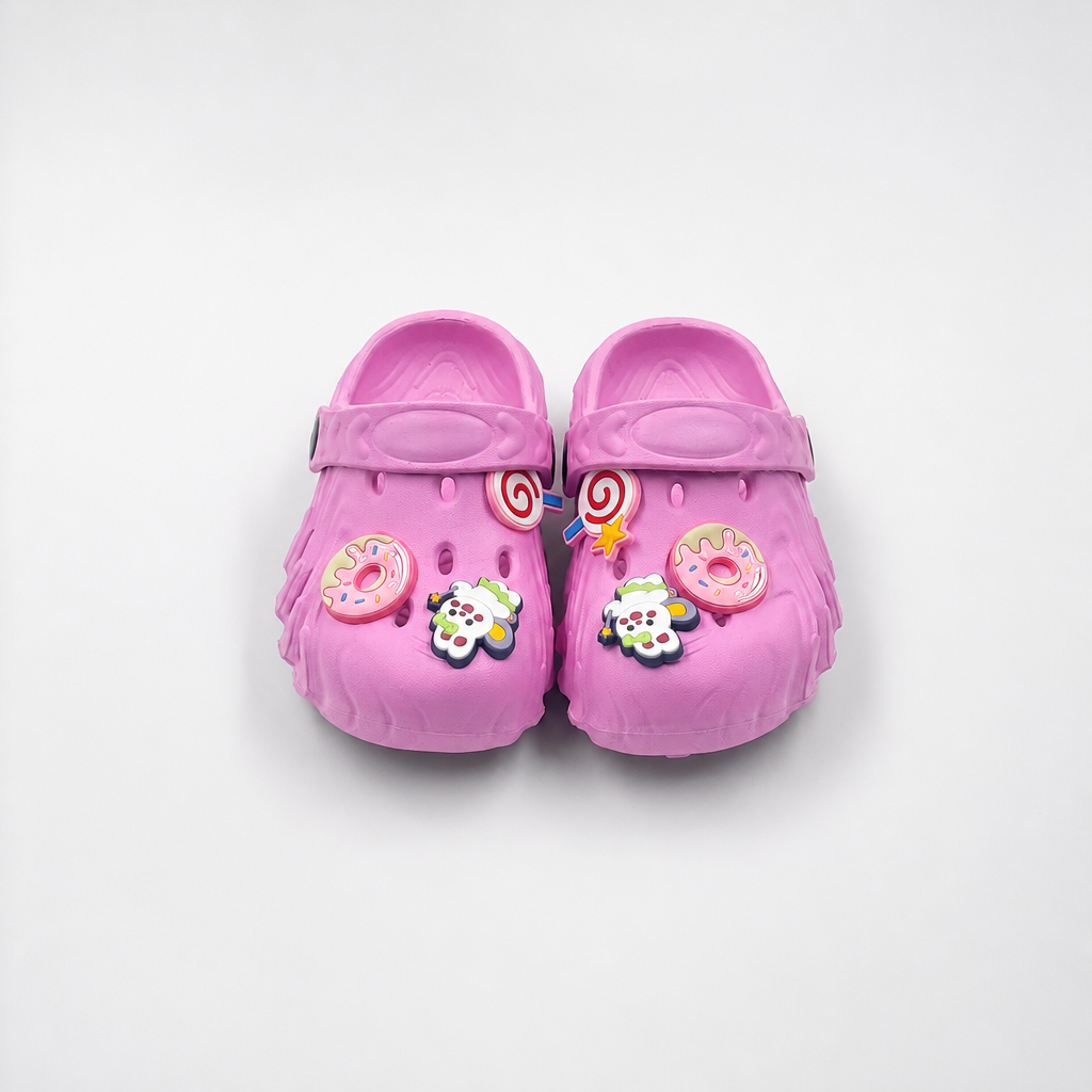 Zuecos de EVA rosa para niños con dijes de postres y dulces de Bulk