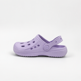 Proveedor de zapatos de jardín ligeros de zuecos EVA de lavanda para niños a granel