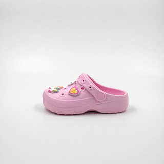 Zuecos de unicornio rosa para niños a granel Zapatos de jardín con tema de arco iris y corazón